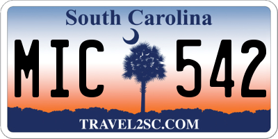SC license plate MIC542