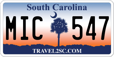 SC license plate MIC547