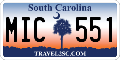 SC license plate MIC551