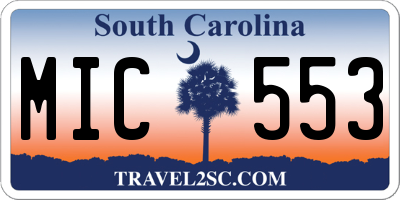 SC license plate MIC553