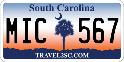 SC license plate MIC567