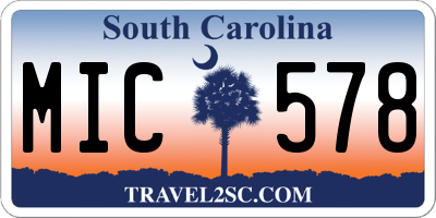 SC license plate MIC578