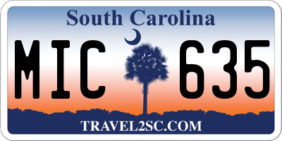SC license plate MIC635
