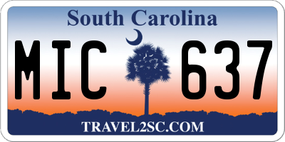 SC license plate MIC637