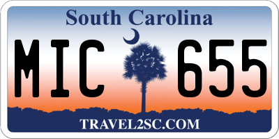 SC license plate MIC655