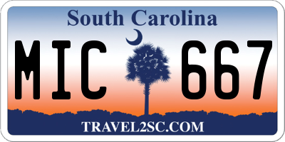 SC license plate MIC667