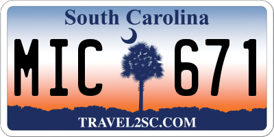 SC license plate MIC671