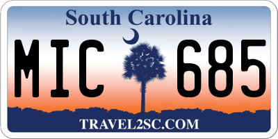 SC license plate MIC685