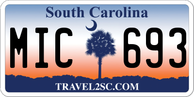 SC license plate MIC693