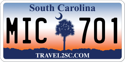 SC license plate MIC701