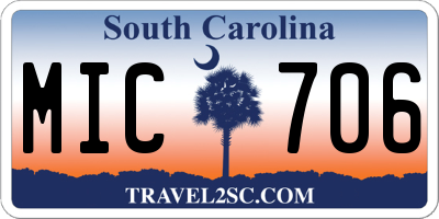 SC license plate MIC706