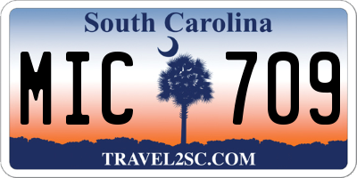 SC license plate MIC709