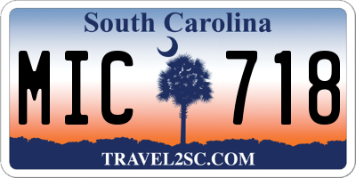 SC license plate MIC718