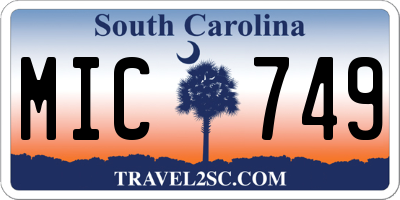 SC license plate MIC749