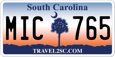 SC license plate MIC765