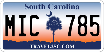 SC license plate MIC785