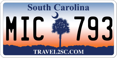 SC license plate MIC793