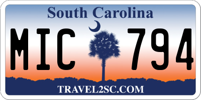 SC license plate MIC794