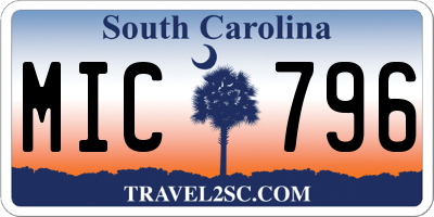 SC license plate MIC796