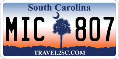 SC license plate MIC807