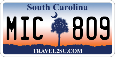 SC license plate MIC809