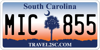 SC license plate MIC855