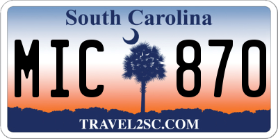 SC license plate MIC870