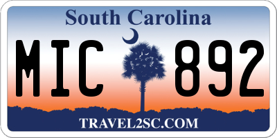 SC license plate MIC892