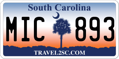SC license plate MIC893