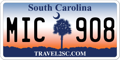SC license plate MIC908