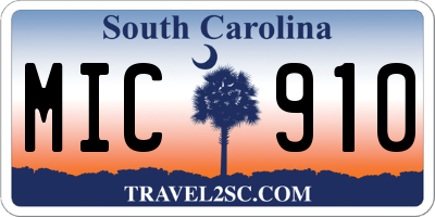 SC license plate MIC910