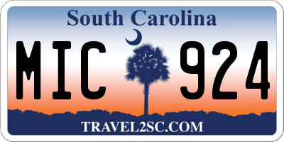 SC license plate MIC924