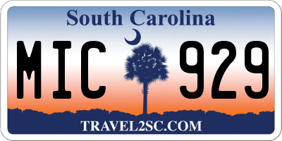 SC license plate MIC929