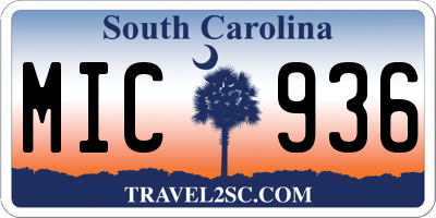 SC license plate MIC936
