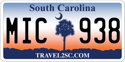 SC license plate MIC938