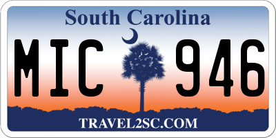 SC license plate MIC946