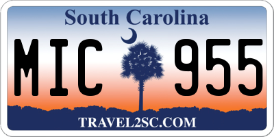 SC license plate MIC955