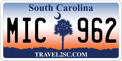 SC license plate MIC962