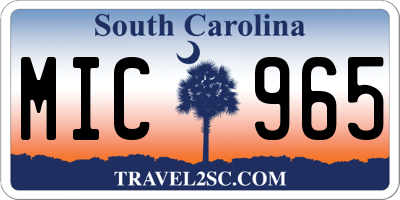 SC license plate MIC965