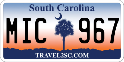 SC license plate MIC967