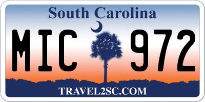 SC license plate MIC972