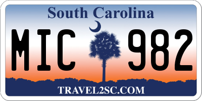 SC license plate MIC982