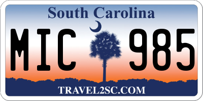 SC license plate MIC985