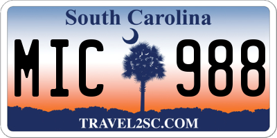 SC license plate MIC988