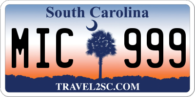 SC license plate MIC999