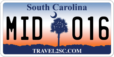 SC license plate MID016