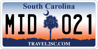 SC license plate MID021