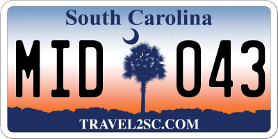 SC license plate MID043