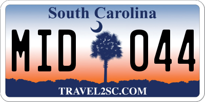 SC license plate MID044