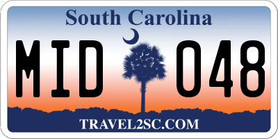 SC license plate MID048
